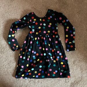 Hanna Andersson Black Velvet Holiday Dress with Colorful Polka Dots